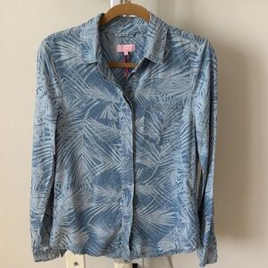 NWOT Ted Baker Branca palm leaf print blouse button down shirt, size US 6